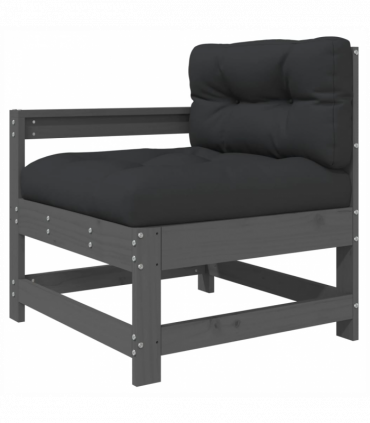 vidaXL 3 Piece Garden Lounge Set with Cushions Grey Solid Wood