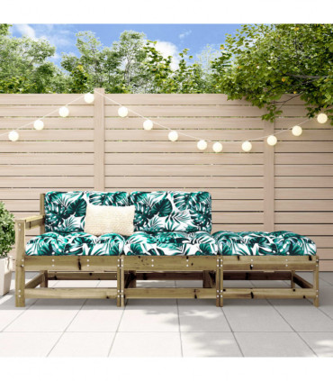 vidaXL 3 Piece Garden Lounge Set with Cushions Impregnated Wood Pine