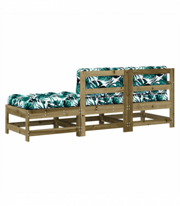 vidaXL 3 Piece Garden Lounge Set with Cushions Impregnated Wood Pine