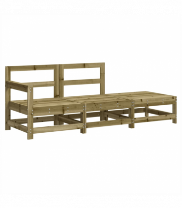 vidaXL 3 Piece Garden Lounge Set with Cushions Impregnated Wood Pine