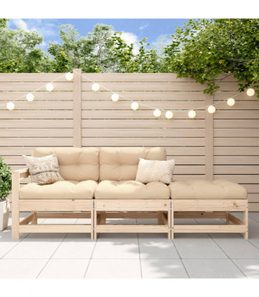 vidaXL 3 Piece Garden Lounge Set with Cushions Solid Wood