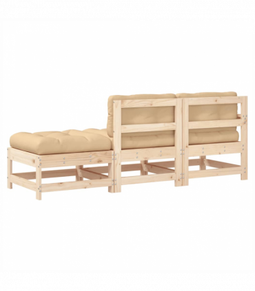 vidaXL 3 Piece Garden Lounge Set with Cushions Solid Wood