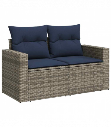 vidaXL 8 Piece Garden Sofa Set with Cushions Brown Poly Rattan Acacia