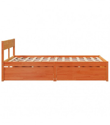 vidaXL Bed Frame with Drawers Wax Brown 140x190 cm Solid Wood Pine