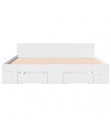 vidaXL Bed Frame with Drawers White 120x200 cm Engineered Wood