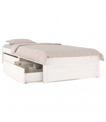 vidaXL Bed Frame with Drawers White 75x190 cm Small Single