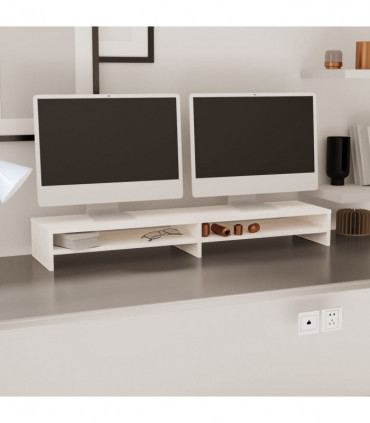 vidaXL Monitor Stand White 100x24x13 cm Solid Wood Pine