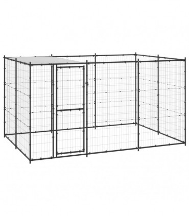 vidaXL Outdoor Dog Kennel Steel with Roof 7.26 m²