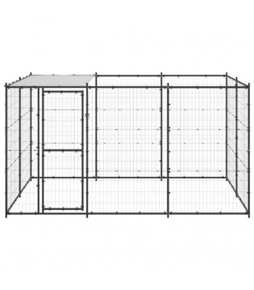 vidaXL Outdoor Dog Kennel Steel with Roof 7.26 m²