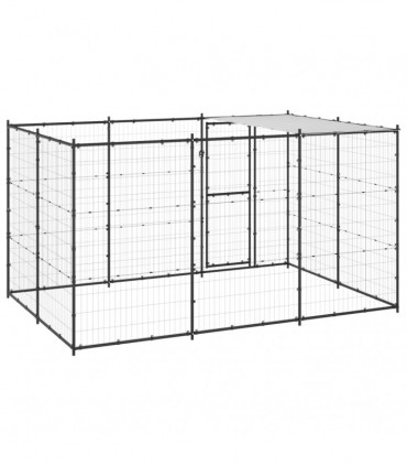 vidaXL Outdoor Dog Kennel Steel with Roof 7.26 m²