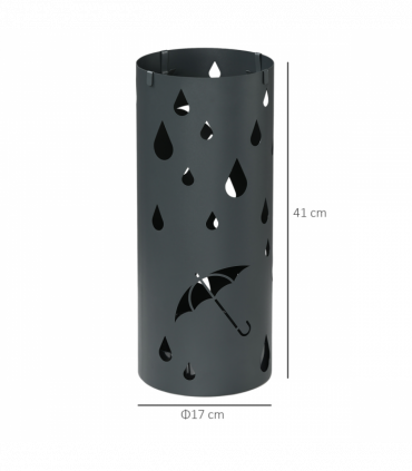 Umbrella Stand Dark Grey Galvanised Steel 17L x 17W x 41H cm Holds 2 Umbrellas