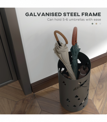 Umbrella Stand Dark Grey Galvanised Steel 17L x 17W x 41H cm Holds 2 Umbrellas