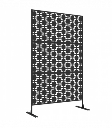 Outsunny 6.5FT Metal Outdoor Privacy Screen Panel w/ Stand, Grid Style