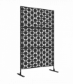 Outsunny 6.5FT Metal Outdoor Privacy Screen Panel w/ Stand, Grid Style