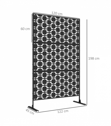Outsunny 6.5FT Metal Outdoor Privacy Screen Panel w/ Stand, Grid Style