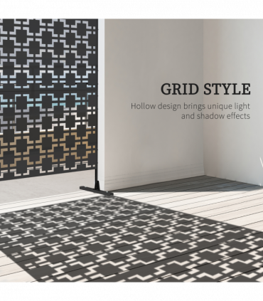 Outsunny 6.5FT Metal Outdoor Privacy Screen Panel w/ Stand, Grid Style