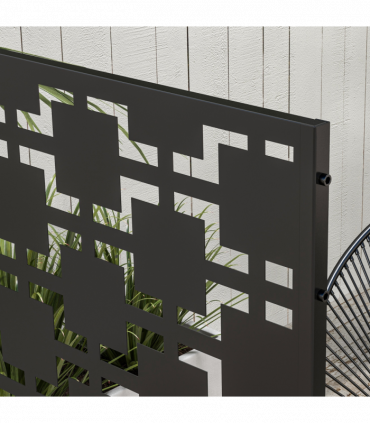 Outsunny 6.5FT Metal Outdoor Privacy Screen Panel w/ Stand, Grid Style