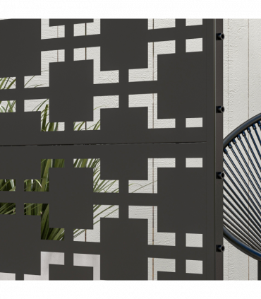 Outsunny 6.5FT Metal Outdoor Privacy Screen Panel w/ Stand, Grid Style