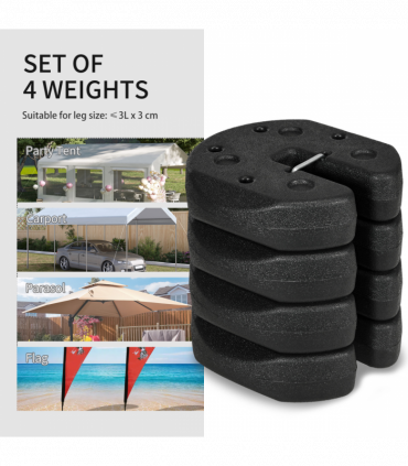 Outsunny Gazebo Weights Set of 4 with Reinforce Pins and Easy Carry Belt, 12KG