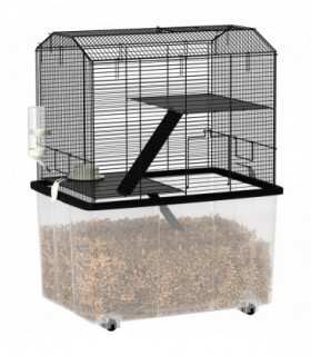 PawHut Hamster Cage, Three-Tier Gerbil Cage w/ Deep Bottom, Ramp, Food Dish