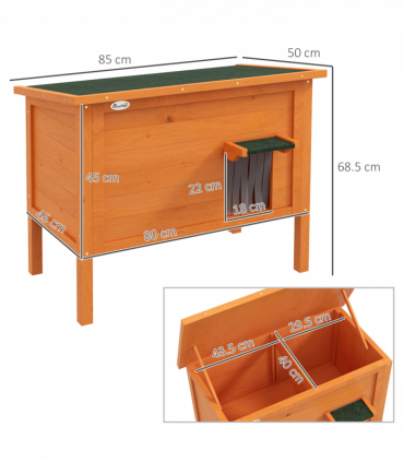 PawHut Outdoor Feral Cat House Insulated w/ Openable Roof - Orange