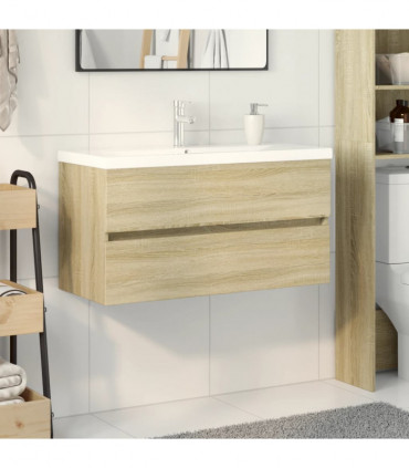 vidaXL 2 Piece Bathroom Furniture Set Ceramic and Engineered Wood