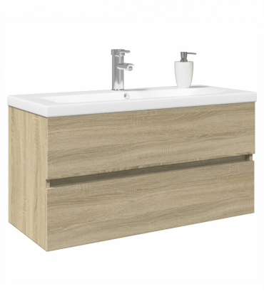 vidaXL 2 Piece Bathroom Furniture Set Ceramic and Engineered Wood