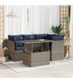 vidaXL 5 Piece Garden Sofa Set with Cushions Grey Poly Rattan Acacia