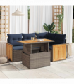 vidaXL 5 Piece Garden Sofa Set with Cushions Grey Poly Rattan Acacia