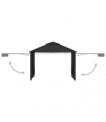vidaXL Gazebo with Double Extending Roofs 3x3x2.75 m Anthracite 180g/m²