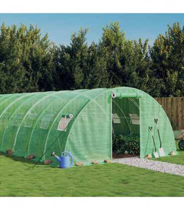 vidaXL Greenhouse with Steel Frame Green 56 m² 14x4x2 m