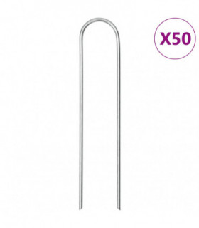vidaXL Ground Pegs U Shape 50 pcs 15x3.5 cm Galvanised steel