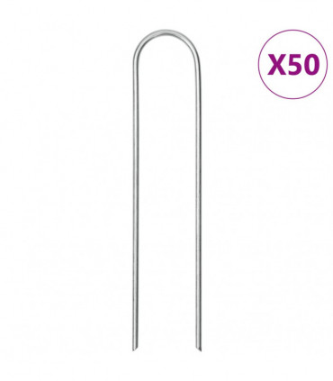 vidaXL Ground Pegs U Shape 50 pcs 15x3.5 cm Galvanised steel