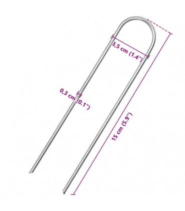 vidaXL Ground Pegs U Shape 50 pcs 15x3.5 cm Galvanised steel