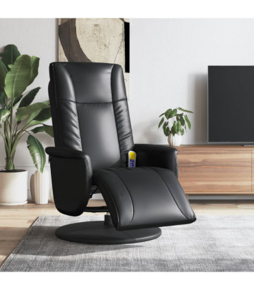 vidaXL Massage Recliner Chair with Footrest Black Faux Leather