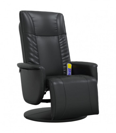 vidaXL Massage Recliner Chair with Footrest Black Faux Leather