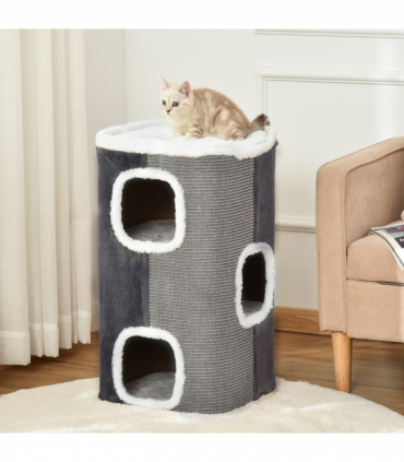Cat Barrel Kitten Tree Tower Sisal Scratching Furniture Climbing Frame