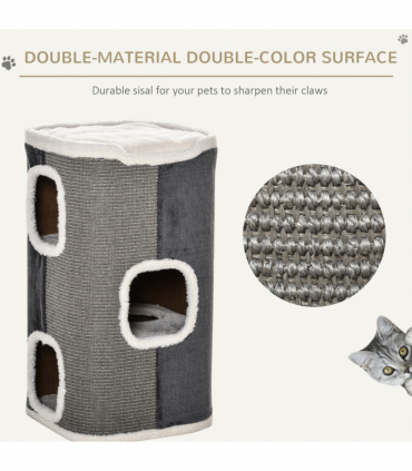 Cat Barrel Kitten Tree Tower Sisal Scratching Furniture Climbing Frame