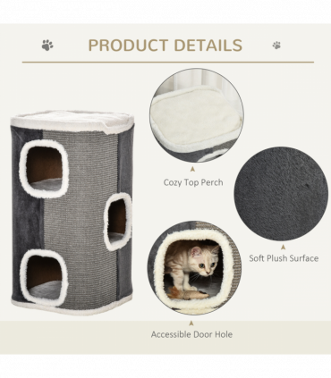 Cat Barrel Kitten Tree Tower Sisal Scratching Furniture Climbing Frame