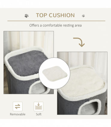 Cat Barrel Kitten Tree Tower Sisal Scratching Furniture Climbing Frame