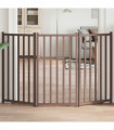 vidaXL Dog Gate Foldable 3 Panels Brown Oak 150 cm Solid Wood Fir