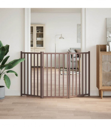 vidaXL Dog Gate Foldable 3 Panels Brown Oak 150 cm Solid Wood Fir
