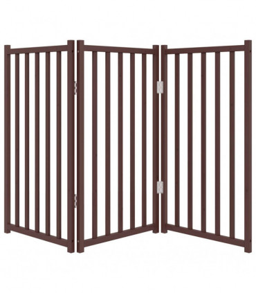 vidaXL Dog Gate Foldable 3 Panels Brown Oak 150 cm Solid Wood Fir