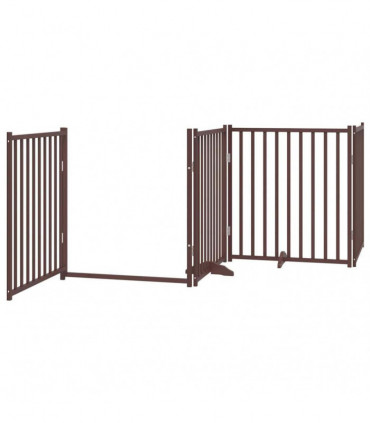 vidaXL Dog Gate with Door Foldable 4 Panels Brown Oak 320 cm Solid Wood Fir