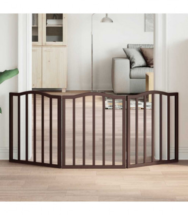 vidaXL Dog Gate Foldable 3 Panels Brown Oak 150 cm Poplar Wood