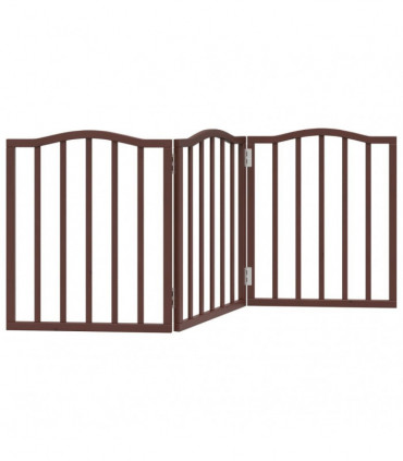 vidaXL Dog Gate Foldable 3 Panels Brown Oak 150 cm Poplar Wood