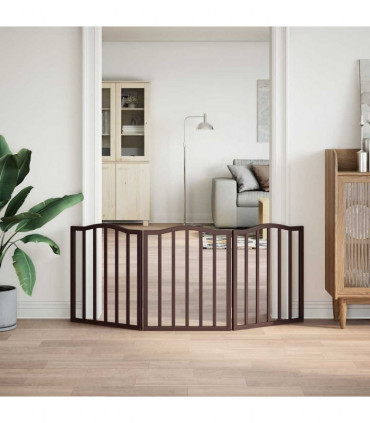 vidaXL Dog Gate Foldable 3 Panels Brown Oak 150 cm Poplar Wood