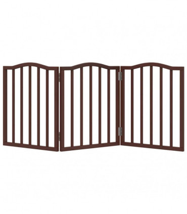 vidaXL Dog Gate Foldable 3 Panels Brown Oak 150 cm Poplar Wood