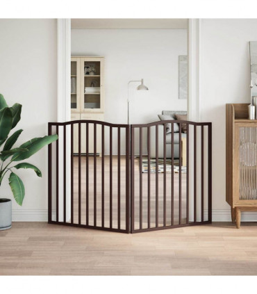 vidaXL Dog Gate Foldable 2 Panels Brown Oak 160 cm Poplar Wood