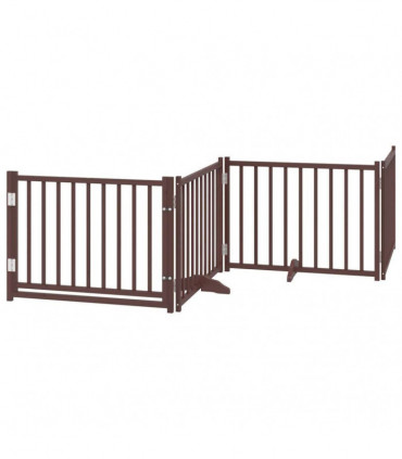 vidaXL Dog Gate with Door Foldable 4 Panels Brown Oak 320 cm Solid Wood Fir